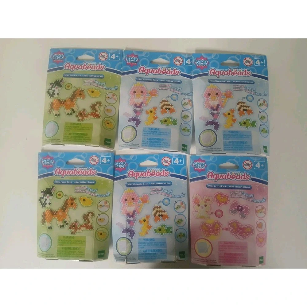 Aquabeads Craft Kits Lot of 6 Kids Water Beads Art Set New Sealed Bundle